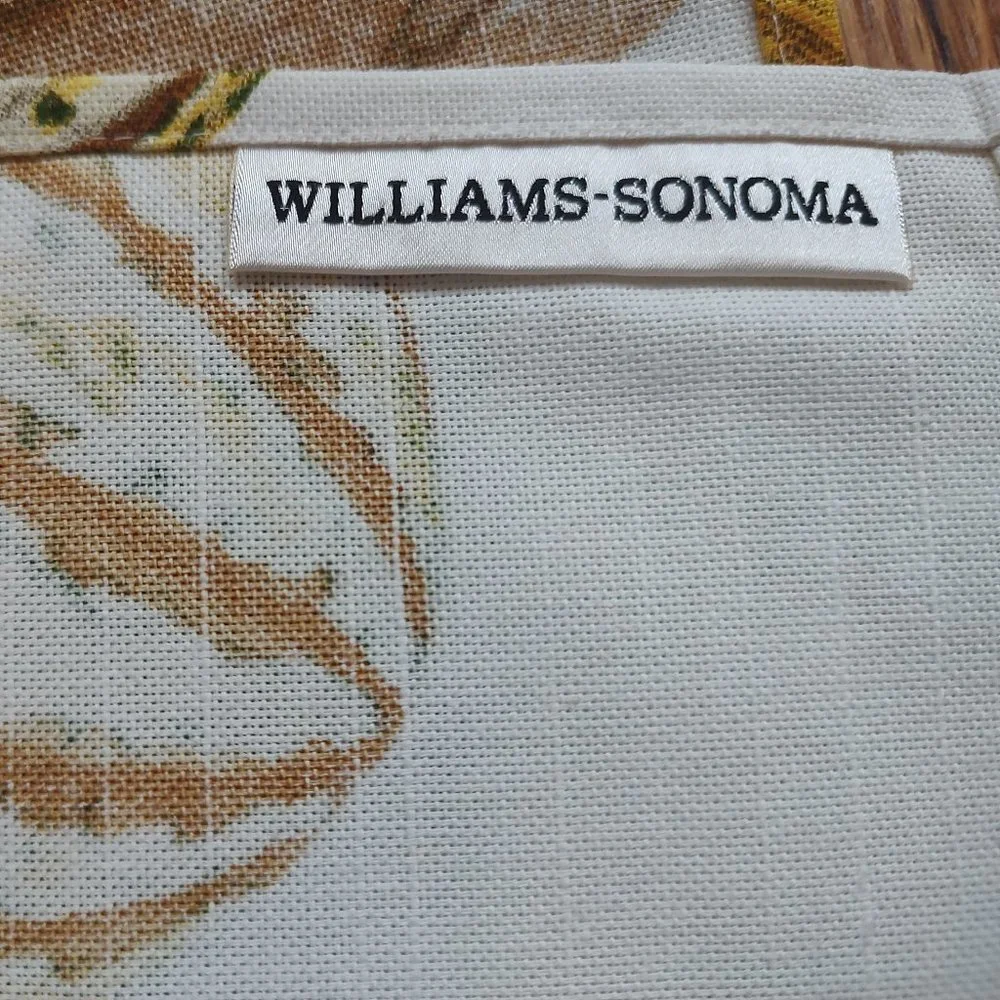 Williams Sonoma 2 Botanical Pumpkin and Gourd Print Towels Set Towel White Green
